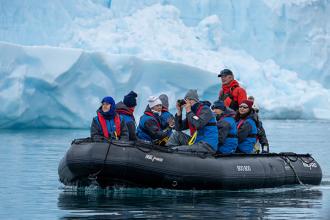 Zodiac cruising in Antarctica. Photo by Jamie Lafferty.