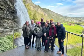 The Steinsdalsfossen waterfall in Steine was among the natural wonders the group visited 